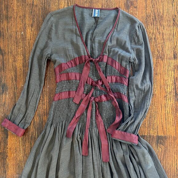 Jean Paul Gaultier Vintage Brown Dress Ribbons Size 36 / S - Picture 13 of 16